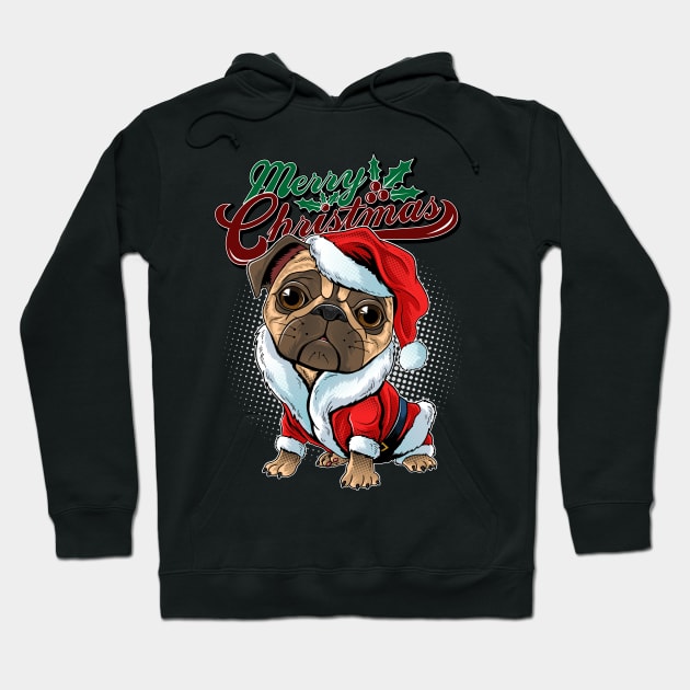 Merry Christmas sweet pug Hoodie by RockabillyM